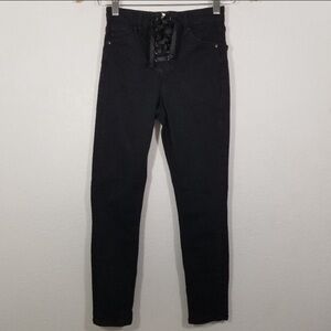 Topshop PETITE Jamie Lace Up Stretch Jeans 25